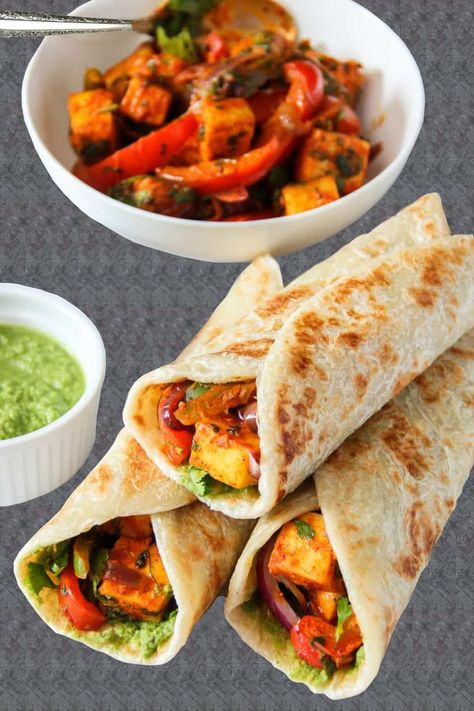 Paneer Kathi Roll | Paneer Frankie Paneer Frankie, Kathi Roll Recipe, Paneer Kathi Roll, Kathi Roll, Frankie Recipe, Veg Snacks, Paratha Recipe, Paratha Recipes, Green Chutney