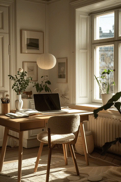 41 Stunning Scandinavian Home Office Design Ideas - Edward George Scandinavian Office Design, Scandinavian Home Office, Scandinavian Bedroom Ideas, Scandinavian Office, Edward George, Comfortable Workspace, Home Office Design Ideas, Office Design Ideas, Scandi Design