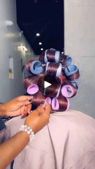 11K reactions · 71 shares | This Silky Rollerset takedown is soooo satisfying to watch 😍😍😍🍷🍷🍷🍷🍷 By @gilliangarciaartistry  —— Loving these Relaxer Free Roller Sets. Also can we talk about her Color😍😍 I named her 𝐒𝐎𝐑𝐑𝐄𝐋 𝐏𝐔𝐍𝐂𝐇📌 It’s so appropriate for the New Years.  Some common Questions… Her hair is Natural She did get a Silk Press Her hair was not set wet She sat with rollers for 30-45mins ( no added heat) This makes her curls stronger…it’s the almost the same concept as PinCurls. Powered by @jupoppin Beauty @suchaboss_ladii  #spm #silkpressmasters #silkpressmaster #silkpress #silkpressseason #silkpressszn #thesilkpressmaster #blowout #haircut #healthyhair #healthyhairjourney #naturalhairstyles #naturalhairstylist #realhair #wine #winecolor #winehair #winecoloredhair How To Curl Silk Press Hair, Roller Set Natural Hair Black Women, Bob Roller Set, Roll Set Natural Hair, Silk Press With Rollers, Roller Set Black Women, Roller Set Silk Press, Black Hair Roller Set Styles, Roller Set Natural Hair Short