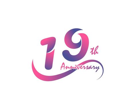 19 years anniversary logotype. 19th Anniversary template design for Creative poster, flyer, leaflet, invitation card Anniversary Template, 19th Wedding Anniversary, 19th Anniversary, Anniversary Logo, Creative Poster, Creative Posters, Year Anniversary, Invitation Card, Invitation Cards