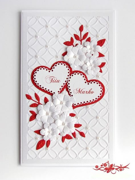 Homemade Wedding Cards, Wedding Shower Cards, Wedding Card Ideas, Wedding Day Cards, Anniversary Cards Handmade, Valentine Cards Handmade, Wedding Cards Handmade, What To Write, Embossed Cards