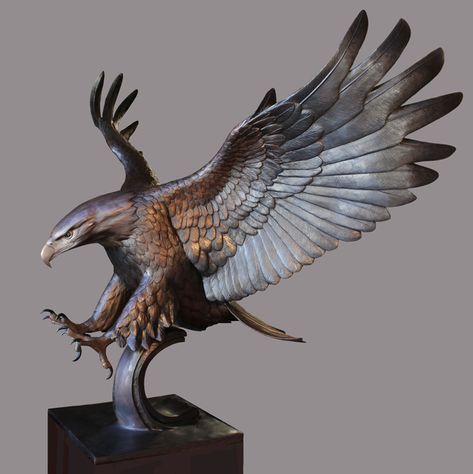 Freedom - Bronze Bald Eagle Sculpture by Mike Curtis Eagle Sculpture, Mural Art Design, Eagle Statue, Eagle Pictures, Bird Carving, Eagle Art, Buzzard, Animal Statues, Bird Sculpture