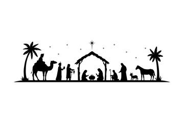 Free Vector | Hand drawn nativity scene Nativity Silhouette On Wood, Free Nativity Silhouette Printable, Nativity Sillouttes Free, Nativity Patterns Free, Nativity Scene Silhouette Printable Free, Simple Nativity Drawing, Printable Nativity Scene Free, Nativity Scene Drawing, Nativity Scene Silhouette