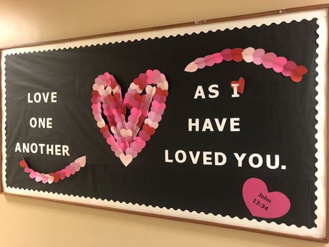 Valentine’s Day Church Bulletin Board, Valentines Day Bulletin Board Church, Valentine Church Decorations, Church Valentines Party Decor, Valentine Bulletin Boards For Church, Church Valentine Bulletin Board Ideas, Valentine Bulletin Board Ideas, Valentine Bulletin Board, Bulletin Board Christmas