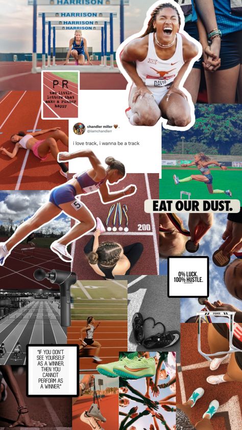 #trackandfield Track Collage, Athletics Aesthetic, Track And Field Aesthetic, Running Hacks, Track Motivation, Badminton Quotes, Hurdles Track, Ash Core, Cute Running Outfit