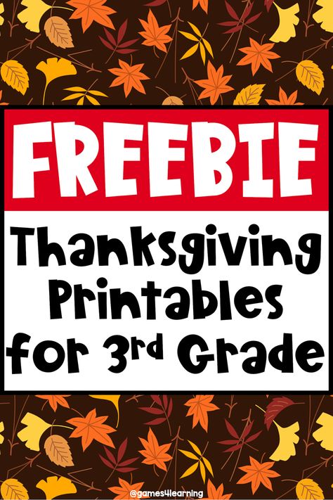 Free printable Thanksgiving activities for 3rd grade - These fun, math and english activities will keep them learning and engaged in the lead up to Thanksgiving! Thanksgiving Worksheets 3rd Grade Free, November 3rd Grade, Thanksgiving Activities For Students, 3rd Grade November Activities, Thanksgiving Activities For Third Grade, Thanksgiving Math Activities 3rd Grade, Thanksgiving Craft For 3rd Grade, Thanksgiving Activities 3rd Grade, Thanksgiving Classroom Activities 3rd