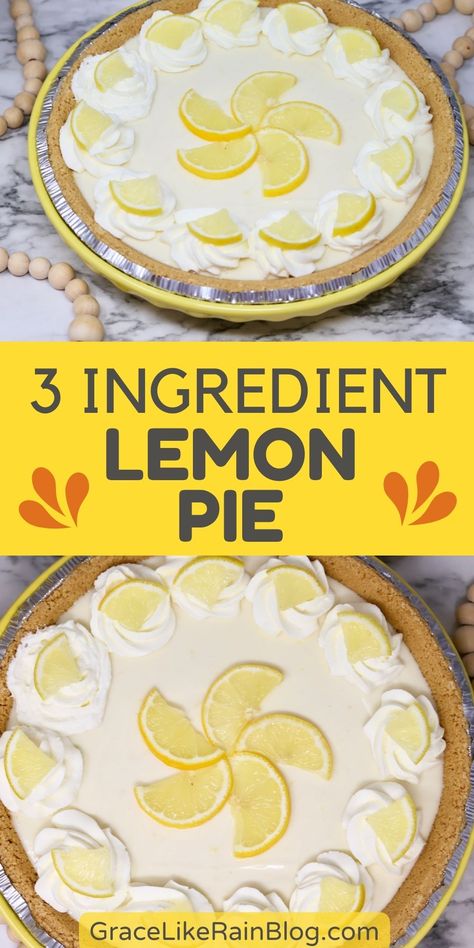 Lemon Pie Recipe Condensed Milk, Easy Lemon Pie, Lemon Pies, Lemon Square, Cooking Sweets, Lemon Pie Recipe, Easiest Dessert, Spring Recipes Dessert, Lemon Cakes