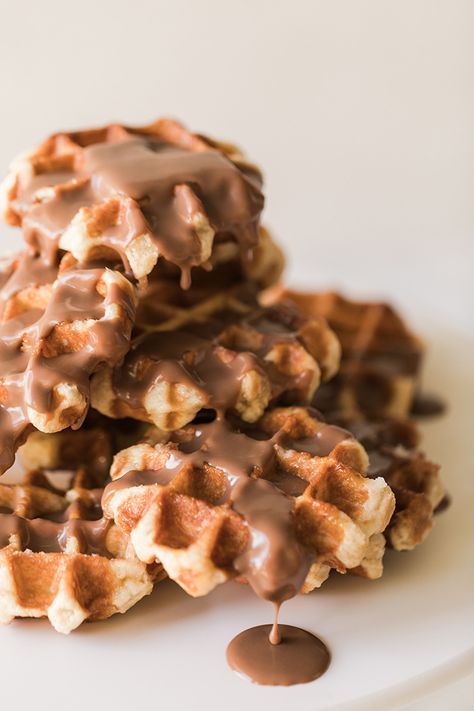 Milk Chocolate Sauce, Waffles With Chocolate, Friendsgiving Brunch, Liege Waffles, Sweet Laurel, Waffle Shop, Traditional Holiday Recipes, Milk Chocolate Recipes, Brunch Desserts