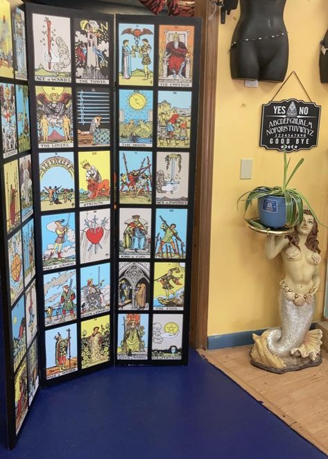 Tarot Reading Room, Cards Decoration, Screen Divider, King Cup, Reading Room, Crystal Shop, Tarot Card, Tarot Reading, Tarot Cards