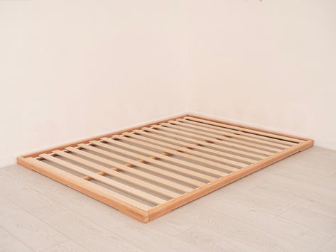 Tatami Platform Bed, Futon Base, Minimalist Bed, Japanese Joinery Bed Frame, Low Profile Bed, Wood Floor Bed, Loft Bed, Handmade Furniture - Etsy Floor Bed Idea, Floor Bed With Headboard, Low To The Ground Bed Frame, Room Without Bed Frame, Floor Bed Ideas For Adults, Tatami Bed Frame, Tatami Platform, Bed Frame Low, Japanese Bed Frame