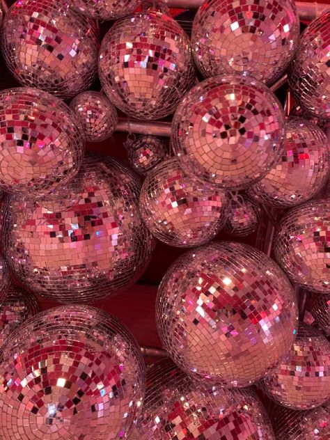 Disco Background, Disco Aesthetic, Pink Disco, Ball Aesthetic, Rose Orange, Mirror Ball, Disco Balls, Pink Parties, Jolie Photo