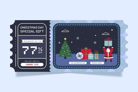 Premium Vector | Christmas vintage and retro voucher coupon ticket design Christmas Coupons, Ticket Design, Vector Christmas, Coupon Design, Christmas Vectors, Christmas Vintage, About Christmas, Christmas Winter, Premium Vector