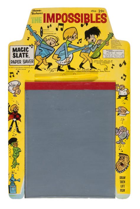 The Imposibles Magic Slate (1967). Magic Slate, Fess Parker, William Hanna, 1970s Toys, 1960s Toys, Western Prints, Daniel Boone, Hanna Barbera Cartoons, Cartoon Tv Shows