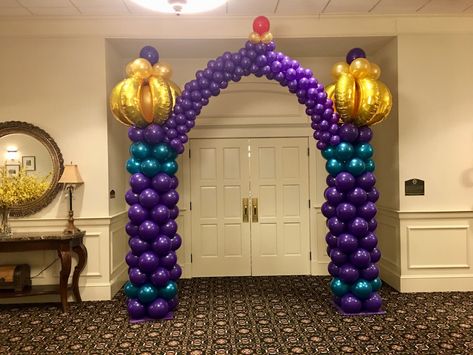 Arabian Nights Arch Arabian Nights Prom Decorations, Aladdin Decor, Arabian Nights Prom, Balloon Gate, Shimmer Y Shine, Arabian Party, Aladdin Birthday Party, Princess Jasmine Birthday Party, Arabian Nights Party