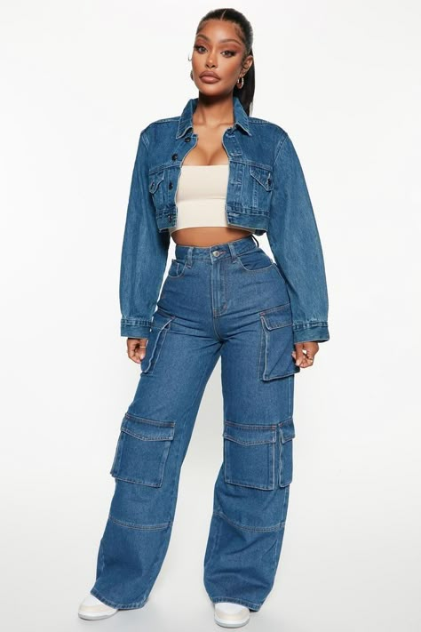 Cropped Denim Jacket Outfit, Looks Hip Hop, Fashion Nova Outfits, Effortlessly Chic Outfits, Fashion Nova Models, Looks Black, Easy Trendy Outfits, Stunning Outfits