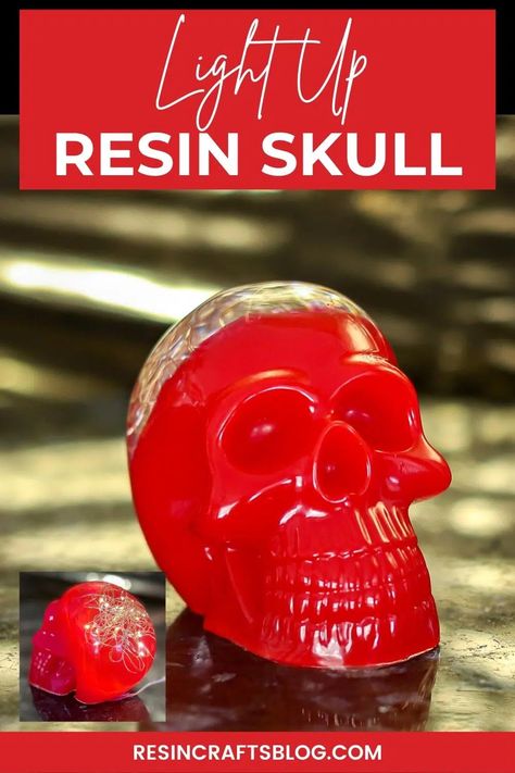 Halloween Epoxy Resin Ideas, Resin Halloween Ideas, Halloween Resin Ideas, Resin Skull Diy, Lights In Resin, Resin Skull Ideas, Epoxy Resin Skull, Resin Skulls, Halloween Resin