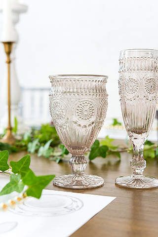 View Short Vintage Pressed Glass Goblet 9763 Vintage Wedding Ideas, Top Wedding Trends, Signature Cocktails, Bridal Jewelry Vintage, Bridal Fashion Jewelry, Bridesmaid Accessories, Bridesmaid Jewelry Sets, Vintage Inspired Wedding, Mason Jar Wine Glass