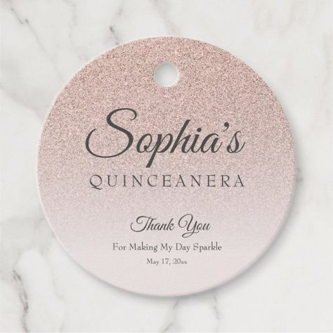 Faux rose gold glitter elegant chic Sweet 15 pink Favor Tags Xv Aesthetic, Sweet 16 Favors, Quinceanera Pink, Quinceanera Favors, Pink Favours, Rose Gold Ombre, Vintage Decorating, Sweet Sixteen Invitations, Graduation Favors