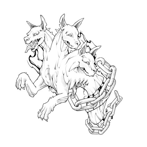 Cerberus Engraving, Cerebus Dog Tattoo, Cerberus Drawing, Cerberus Tattoo, Trap Art, Creepy Animals, Ribcage Tattoo, Comic Tattoo, Mythology Tattoos