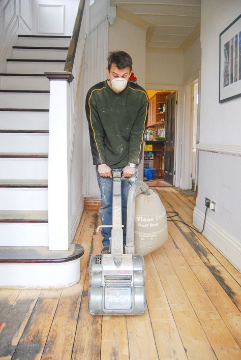 Sanding Floorboards, Sanding Wood Floors, Farmhouse Lounge, Wood Floor Restoration, Georgian Farmhouse, Diy Hardwood Floors, Refinish Wood Floors, Pine Wood Flooring, Floor Sanding