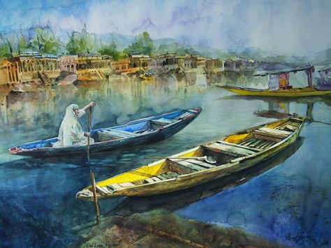 Dal Lake Kashmir, Dal Lake, Lake Painting, Water Colours, Lake Water, Water Colour, Islamic Calligraphy, Size 20, Calligraphy