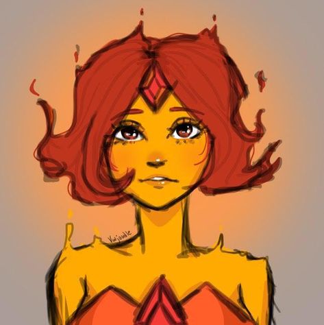 Fire Princess Adventure Time Fanart, Fire Woman Drawing, Flaming Hair Drawing, Flame Hair Drawing, Fire Hair Oc, Flame Princess Drawing, Flame Princess Fan Art, Flame Princess Fanart, Fire Hair Art