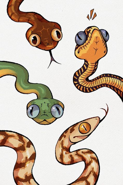 Snake Skin Pattern Drawing, Snake Drawings Cute, Snake Doodle Cute, Snake Border Design, Cute Reptile Drawings, Snake Illustration Art, Snake Art Cute, Corn Snake Drawing, Two Headed Snake Drawing