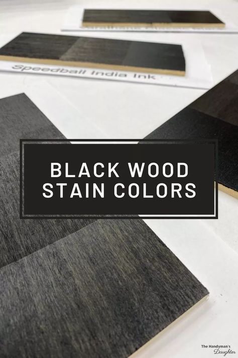 Looking for the perfect true black wood stain color? I sampled four black wood stain colors on five different wood species to compare results and take the guesswork out of your search! Dark Stain Colors, Spray Paint Tips, Varathane Stain, Black Wood Stain, Stained Trim, Grey Stained Wood, Staining Furniture, Stain On Pine, Stained Doors