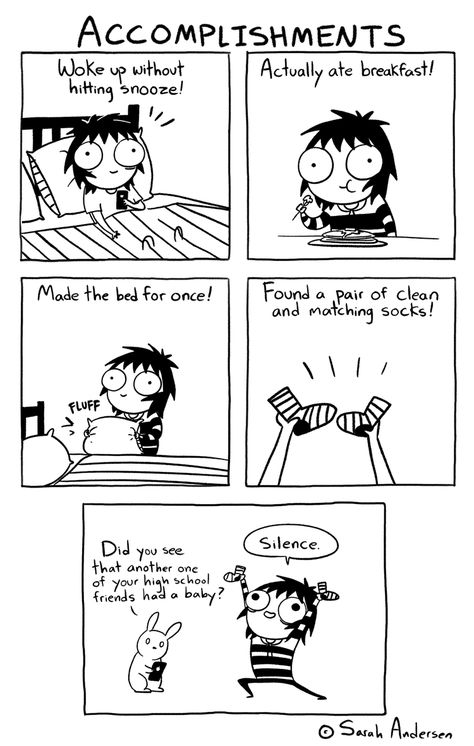 One of the many great comics you can read for free at GoComics.com!  Follow us for giveaways & giggles. Saras Scribbles, Sarah Anderson Comics, Sarah's Scribbles, Sarah Andersen, Sarah Anderson, 4 Panel Life, Girls Problems, Online Comics, Cute Comics