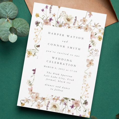 Pampas Wedding Invitation, Yellow Flowers Wedding, Wedding Pampas, Summer Wedding Floral, Pampas Wedding, Wedding Invitation Watercolor, Wildflowers Wedding, Yellow Wedding Invitations, Wildflower Wedding Invitations