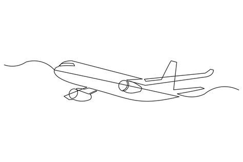 Airplane Drawing Simple, Flying Airplane, Airplane Drawing, One Line Art, Drawing Simple, Continuous Line Drawing, Jet Plane, Continuous Line, Line Drawing