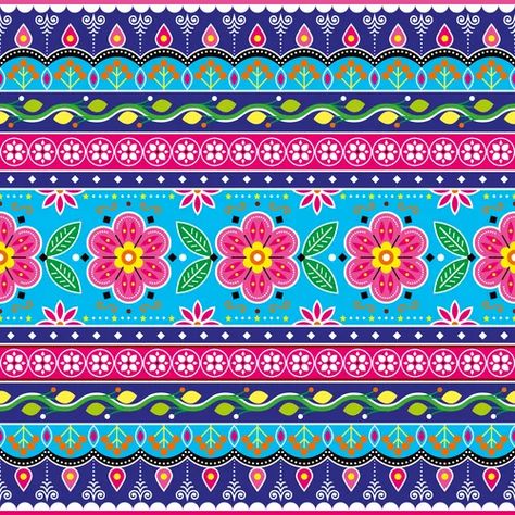 Pakistani truck art floral seamless folk art patte Decorations With Flowers, Truck Art Pakistan, Pakistani Truck Art, Pakistani Truck, Diwali Background, Burlap Door Hangers, Burlap Door, Popular Decor, Truck Art