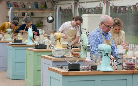 The recipe remains the same but The Great British Bake Off is still engrossing TV, says Sarah Rainey Baking Competition, Sugarberry Cottage, Painted Kitchen Island, Modern English Country, Communal Kitchen, British Bake Off, Tent Decorations, British Baking, Great British Bake Off