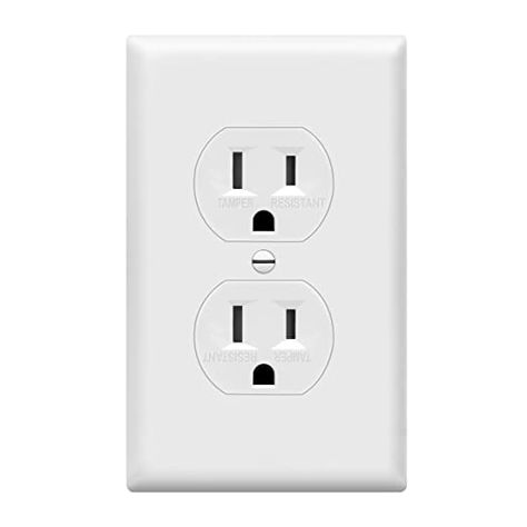 ENERLITES Duplex Receptacle Outlets and Wall Plates Bundle, Tamper-Resistant Electrical Receptacle, 15A 125V, Self-Grounding, 2-Pole, UL Listed, 61580-TR-WWP, White: Amazon.com: Tools & Home Improvement Outlet Kitchen, Book Area, White Hardware, Junction Boxes, Body Design, Wall Plates, Small Business Branding, Wall Outlets, Power Outlet