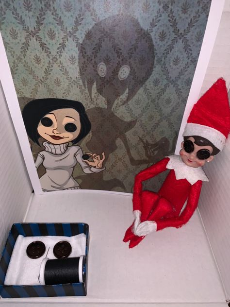 Creepy Elf on the Shelf idea. My kids thought is was creepy and wierd but also absolutely loved it. This was a fun one. Creepy Elf On The Shelf Ideas, Scary Elf On The Shelf, Spooky Elf On The Shelf, Creepy Elf On The Shelf, Elf On The Shelf Horror Ideas, Horror Elf On The Shelf, Adult Elf On The Shelf Ideas, Elf On The Shelf Pet Ideas, Elf Is Back Ideas