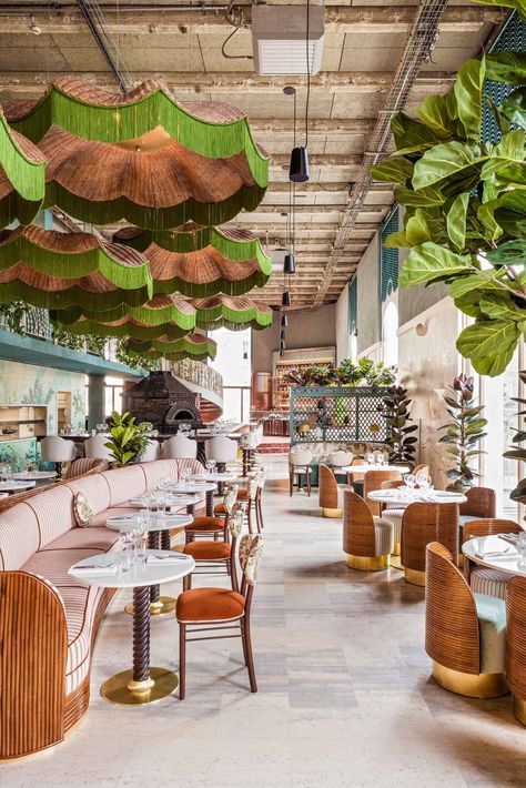 Italian Trattoria | Il Bambini Club Restaurants Bohemian Restaurant, Boho Restaurant, Tulum Restaurants, Eclectic Restaurant, Tropical Interior, Desain Pantry, Decoration Restaurant, Food At Home, Bar Design Restaurant