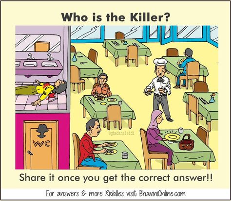 Who is the Killer? Any Detective Out There? | BhaviniOnline.com Detective Riddles, Mystery Riddles, Tricky Riddles With Answers, Riddle Pictures, Brain Teasers Riddles, Funny Puzzles, Brain Teasers With Answers, Detective Game, Tricky Riddles