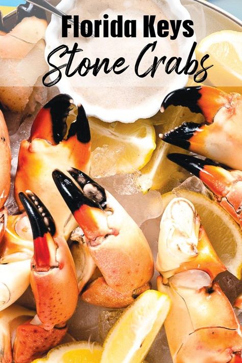 Fresh Stone crabs from the warm waters of south Florida are one of life's simple pleasures. A must have when traveling to the Keys! Stone Crab Recipes, Tropical Appetizers, Crab Claw Recipes, Mustard Sauce Recipe, Salty Recipes, Homemade Mustard, Stone Crab, Bite Size Food, Seafood Recipes Healthy