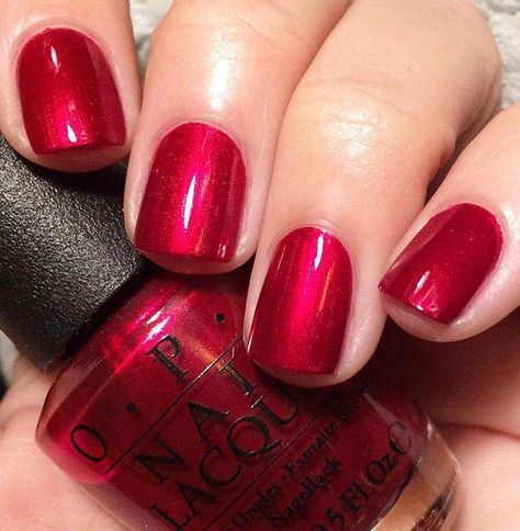 Red Nail Polish Colors, Cute Red Nails, Shimmer Nails, Opi Nail Colors, Beauty Nails Design, Nail Shimmer, Awesome Nails, Red Nail Polish, Sassy Hair