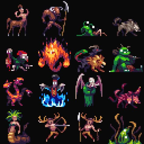 ArtStation - 32x32px Tiny Monsters, Nauris Amatnieks 32x32 Pixel Art Characters, Pixel Art Characters 32x32, Werewolf Pixel Art, Mythical Creatures Pixel Art 32x32, Dnd Pixel Art, Dragon Pixel Art 32x32, Mythical Creatures Pixel Art, Pixel Art Dragon, Dragon Pixel Art