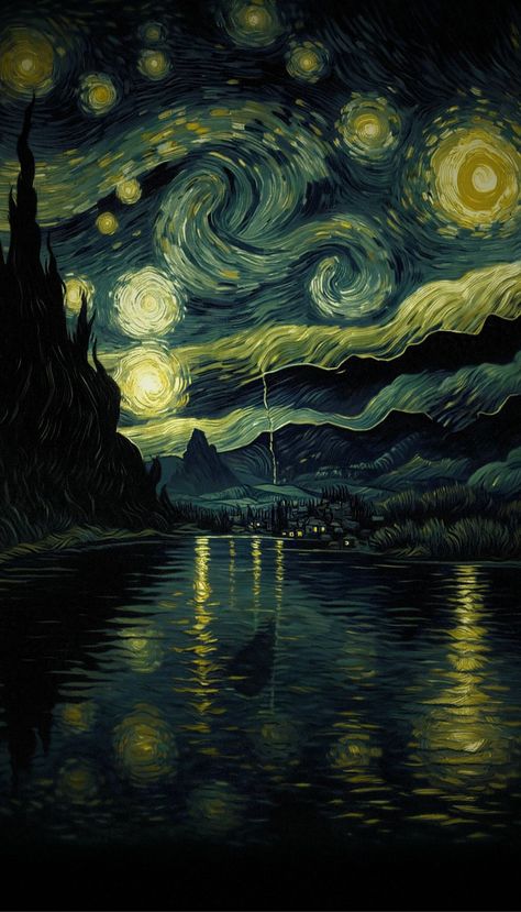 Galaxia Wallpaper, فنسنت فان جوخ, Van Gogh Wallpaper, Starry Night Wallpaper, Aesthetic Wallpaper Black, Whats Wallpaper, L Wallpaper, Iphone Dynamic Wallpaper, Dark Fantasy Artwork