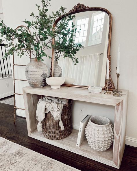 All Posts • Instagram Storage Bench With Baskets, White Console Table, Console Table Decorating, Entryway Table Decor, Mirrored Console Table, Home Entrance Decor, Entrance Decor, House Entrance, Decorating Coffee Tables