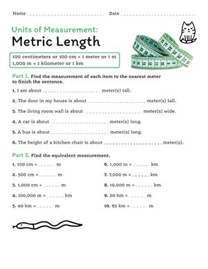 Metric Units Of Length, Length Worksheet, Units Of Length, Metric Conversion Chart, Metric Conversion, 4th Grade Math Worksheets, Metric Units, Metric Measurements, Unit Conversion