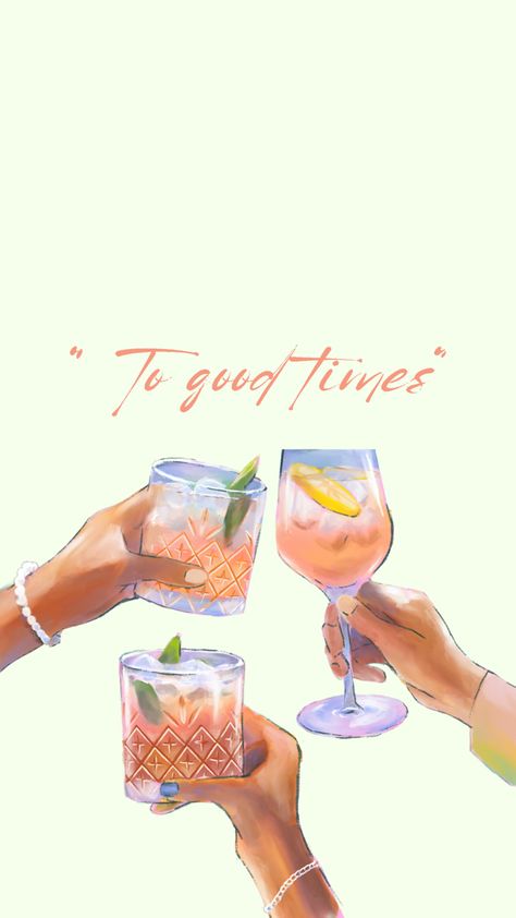 #friends #cheers #drink #drinks #aesthetic #aestheticwallpaperiphone #phonebackground #wallpaper #summer Cheers Drinks Aesthetic, 21st Birthday Aesthetic Wallpaper, Drinks Illustration Art, Birthday Vision Board Aesthetic, Holiday Illustrations Summer, Drinks Wallpaper Aesthetic, Friends Time Aesthetic, Drink Posters Aesthetic, Good Food Good Mood Wallpaper