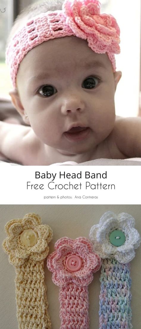 Headband with Flower Free Crochet Patterns | Your Crochet Crochet Baby Headband Free Pattern, Crochet Headband Free, Bandeau Au Crochet, Crochet Headband Pattern Free, Baby Headbands Crochet, Baby Hat Patterns, Crochet Headband Pattern, Pola Amigurumi