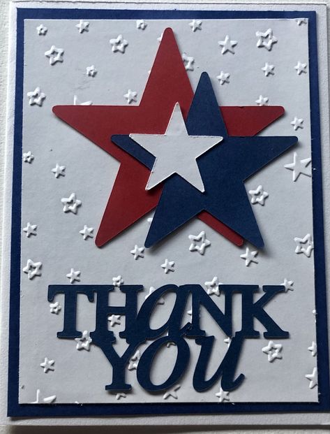 Patriotic Cards Stampin Up 4th Of July, Stampin Up Veterans Day Cards, Patriotic Card Ideas, Homemade Veterans Day Cards, Honor Flight Cards, Patriotic Handmade Cards, Veteran Cards Ideas, Military Cards Ideas, 4th Of July Cards Ideas