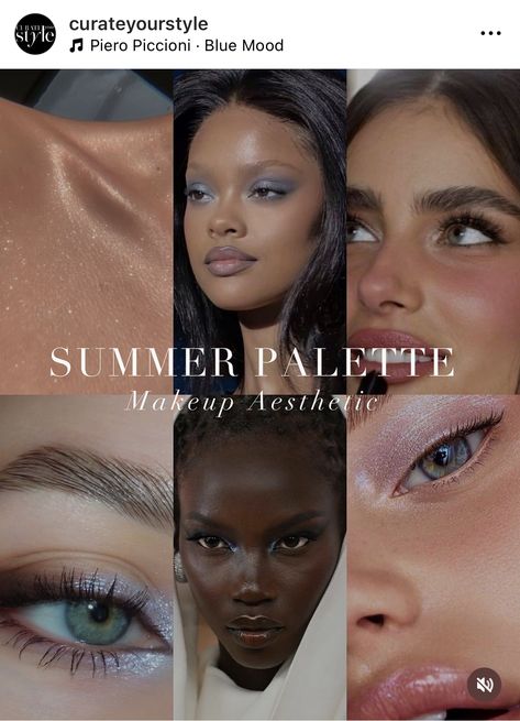 Summer Pallete Makeup, Summer Palette Makeup, Cold Skin Tone, Color Analysis Summer, Soft Summer Makeup, Cool Summer Palette, Colour Season, Soft Summer Palette, Soft Summer Color Palette