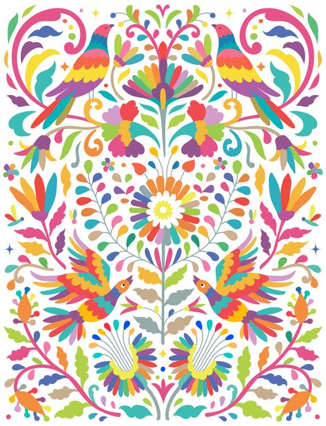 TENANGO OTOMI on Behance Mexican Otomi Pattern, Mexican Otomi Art, Otomi Embroidery Pattern, Mexican Floral Pattern, Otomi Pattern, Mexico Pattern, Mexican Patterns, Otomi Art, Mexican Art Painting