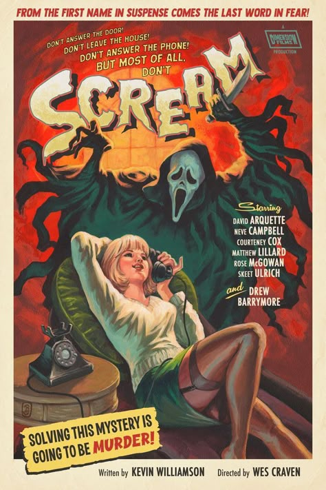 Scream Comic Art, Slasher Movie Poster, Scream Comic, Scream Poster, Scream Movie Poster, Classic Horror Movies Posters, What's Your Favorite Scary Movie, Scream 1996, Ghostface Scream