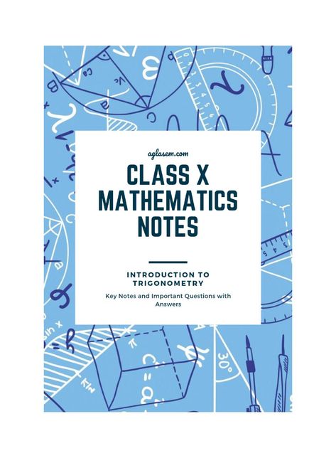 Class 10 Maths Notes for Introduction to Trigonometry Equations Notes, Maths Notes, Arithmetic Progression, Economics Notes, Class 12 Maths, Learning Mathematics, Math Tutorials, Math Notes, Science Notes